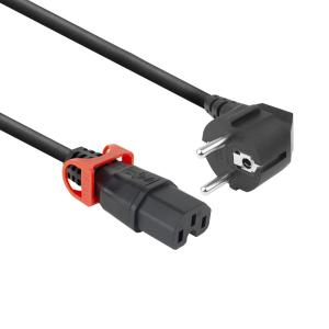 Apparatkabel Dual LOCK+ SL C15 rak LOCK+ - Schuko vinklad / SVART