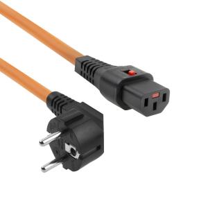 Apparatkabel Schuko vinklad-C13 IEC LOCK - 2m ORANGE