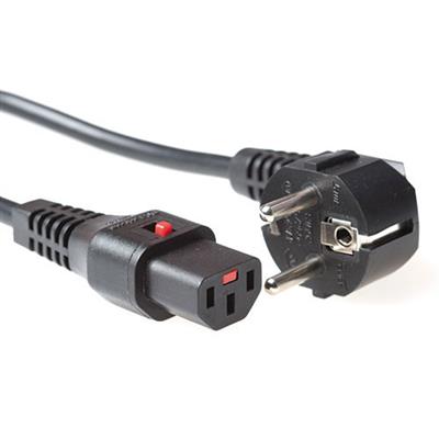 Apparatkabel Schuko vinklad-C13 IEC LOCK - SVART