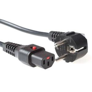 Apparatkabel Schuko vinklad-C13 IEC LOCK - SVART