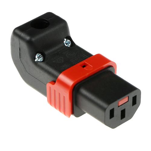 C13 IEC Lock+ ommonterbar kontakt, upp- eller nedåt-vinklad - SVART LSZH