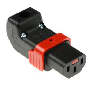 C13 IEC Lock+ ommonterbar kontakt, upp- eller nedåt-vinklad - SVART LSZH