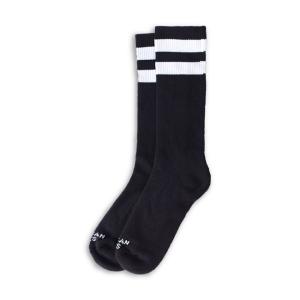 American Socks - Double White Stripe Mid High Sock "Black In Black"