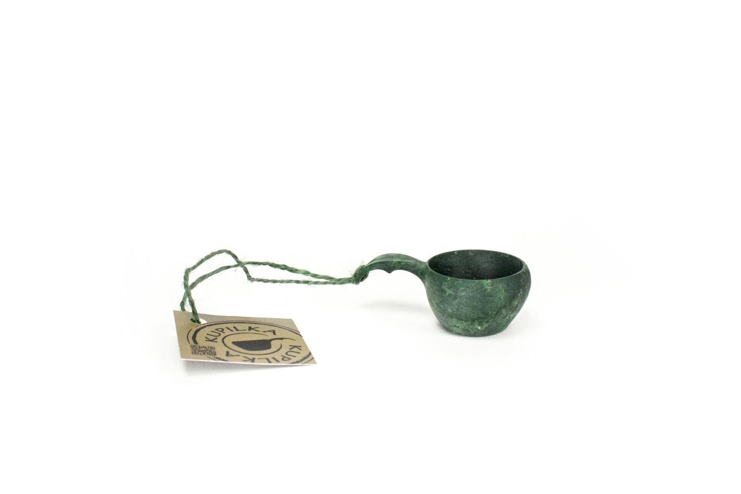 Kuplika 1, Mini cup with jute cord, green