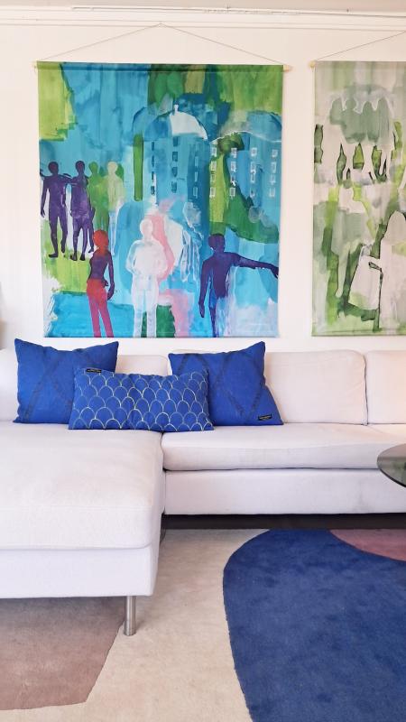 Slottet grön/blå, 126 x 140 cm