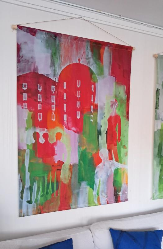 Slottet röd/grön,101 x 140 cm