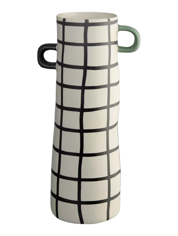 Graphic vase RUTIG, green handle 28 cm
