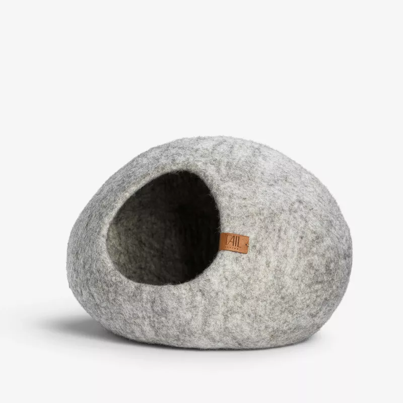 Cat Cave in wool - medium light grey