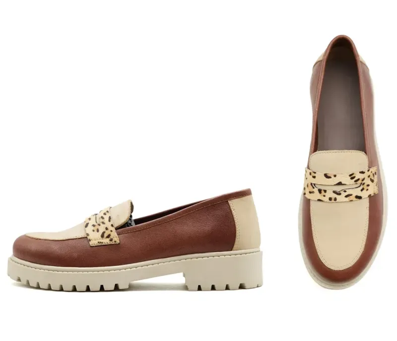 Flora läderskor beige/brun