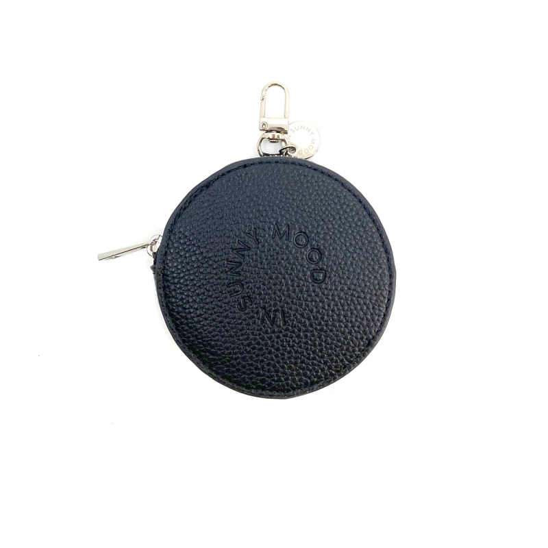 PHONE POUCH BLACK ROUND SILVER