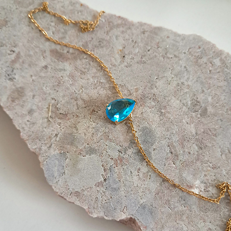 DRIP necklace, turquoise zircon stone