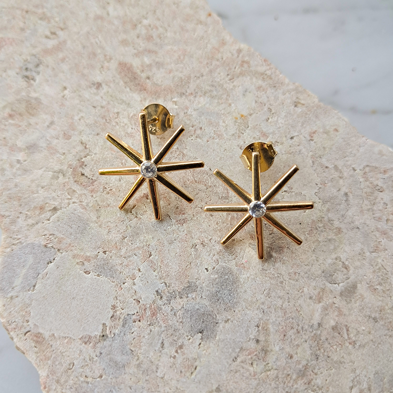 Stråla earrings, gold plated