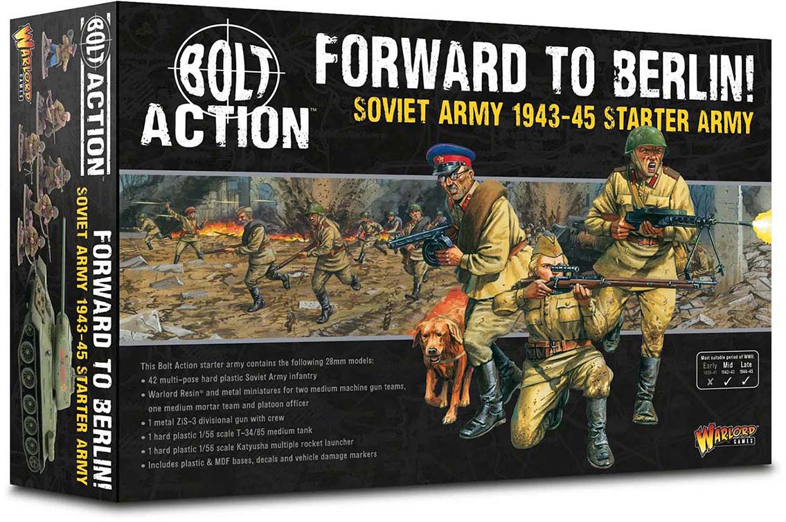 Bolt Action Soviet Starter Army – 66 Miniaturas 28 Mm, Tanque T34/85 Y Mortero, Para Wargames +12 Años