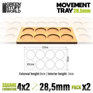 MDF Movement Trays 28.5mm 4x2 - Skirmish Lines