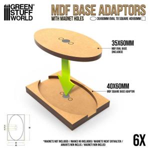 MDF Base adaptor - Oval 35x60mm to Rectangular 40x60mm