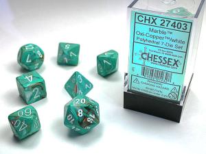 Marble Polyhedral Oxi-Copper/white 7-Die Set