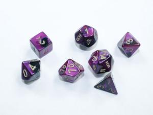 Gemini Mini-Polyhedral Black-Purple/gold 7-Die Set
