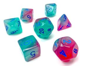 Gemini Polyhedral Gel Green-Pink/blue Luminary 7-Die Set
