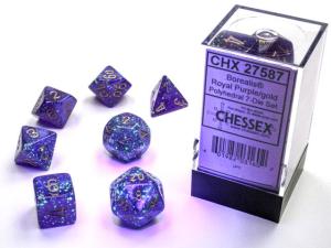 Borealis Polyhedral Royal Purple/gold Luminary 7-Die Set