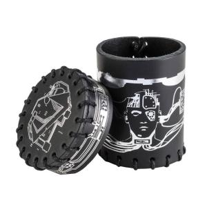 Cyberpunk Black & silver Leather Dice Cup