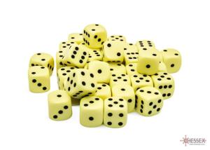 Opaque 12mm d6 Pastel Yellow/black Dice Block (36 dice)
