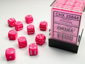 Opaque 12mm d6 Pink/white Dice Block Dice Block (36 dice)