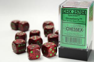 Speckled 16mm d6 with pips Strawberry Dice Block (12 dice)