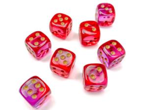 Gemini 12mm d6 Translucent Red-Violet/gold Dice Block (36 dice)