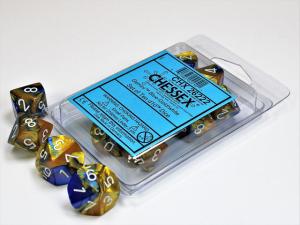 Gemini Blue-Gold/white Set of Ten d10s