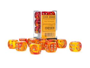 Gemini 16mm d6 Translucent Red-Yellow/gold Dice Block (12 dice)