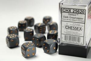 Opaque 16mm d6 Grey/copper Dice Block (12 dice)