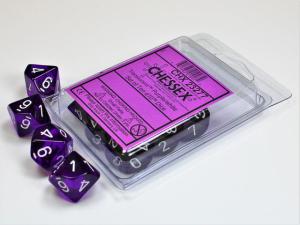 Translucent Purple/white Set of Ten d10