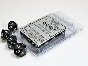 Opaque Polyhedral Ten d10 Set Black/white