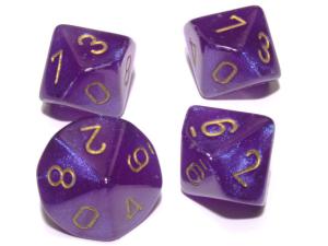 Borealis Royal Purple/gold Luminary Set of Ten d10s