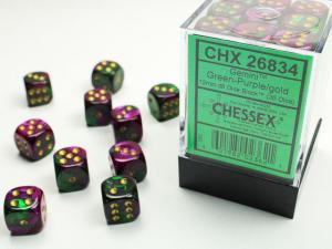 Gemini 12mm d6 Green-Purple/gold Dice Block (36 dice)