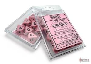 Opaque Pastel Pink/black Set of Ten d10s