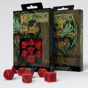 Celtic 3D Revised Red & black Dice Set (7)