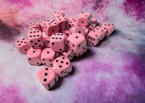 Opaque 12mm d6 Pastel Pink/black Dice Block (36 dice)