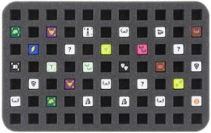HS025DM01 25mm (1 inch) half-size foam tray 77 square cut-outs for Dice Master