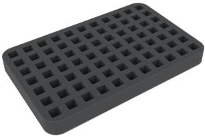 HS025DM01 25mm (1 inch) half-size foam tray 77 square cut-outs for Dice Master