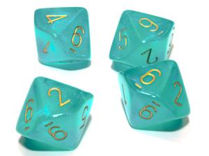 Borealis Teal/gold Luminary Set of Ten d10s