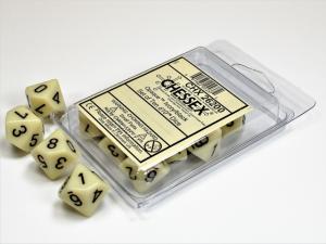 Opaque Polyhedral Ten d10 Set Ivory/black