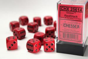 Opaque 16mm d6 Red/black Dice Block (12 dice)