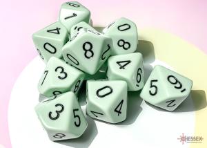 Opaque Pastel Green/black Set of Ten d10s