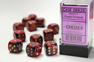 Gemini 16mm d6 Purple-Red w/gold Dice Block (12 dice)