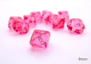 Translucent Pink/white Set of Ten d10´s
