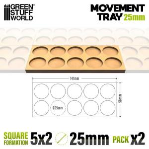 MDF Movement Trays 25mm 5x2 - Skirmish Lines