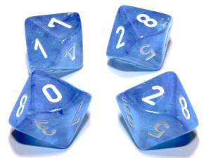 Borealis Sky Blue/white Luminary Set of Ten d10s