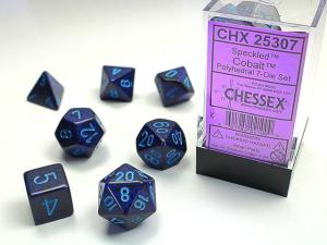 Speckled Polyhedral Cobalt 7-Die Set