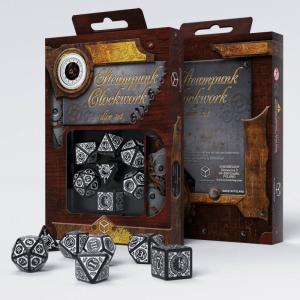 Steampunk Clockwork Black & white Dice Set (7)